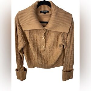 Marc New York Cable Knit Wide Collar Tan Buttoned Sweater Medium Women’s GUC